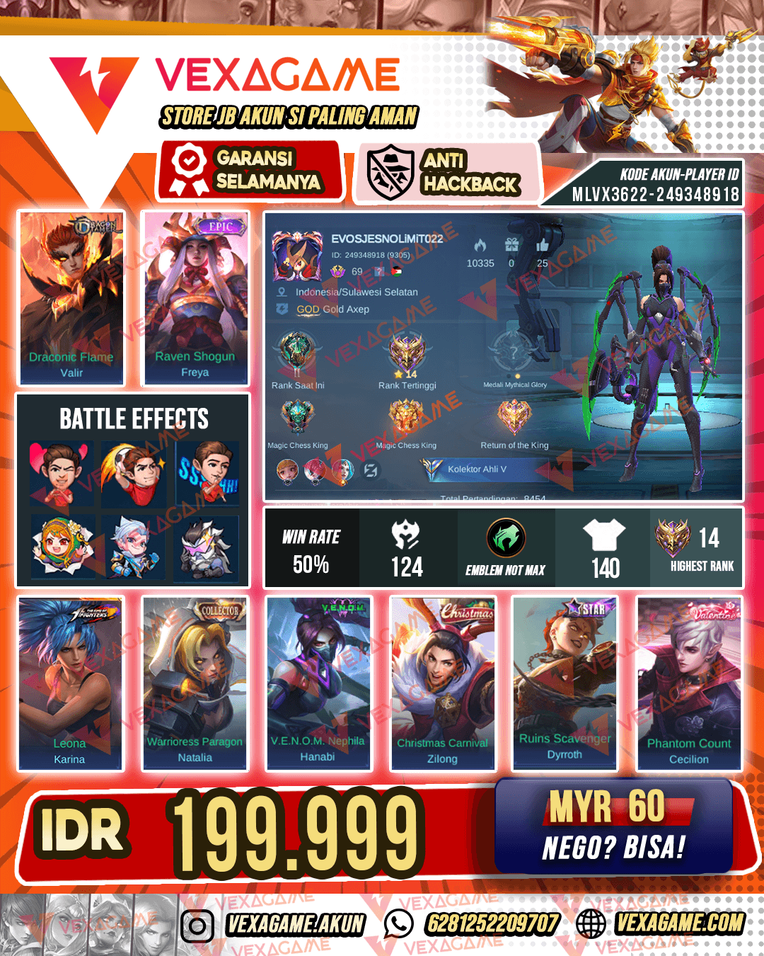 Hanabi Venom | Emblem MAX (PENGGANTI AKUN HB)