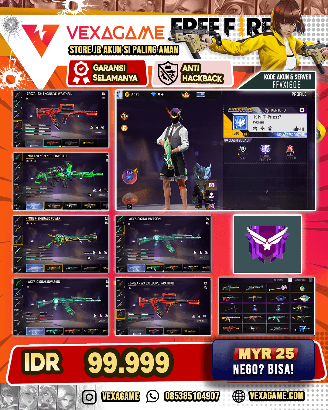 AKUN FF MURAH | SG TEROMPET POLOSAN | RIBBIT FABBLE BUNDLE