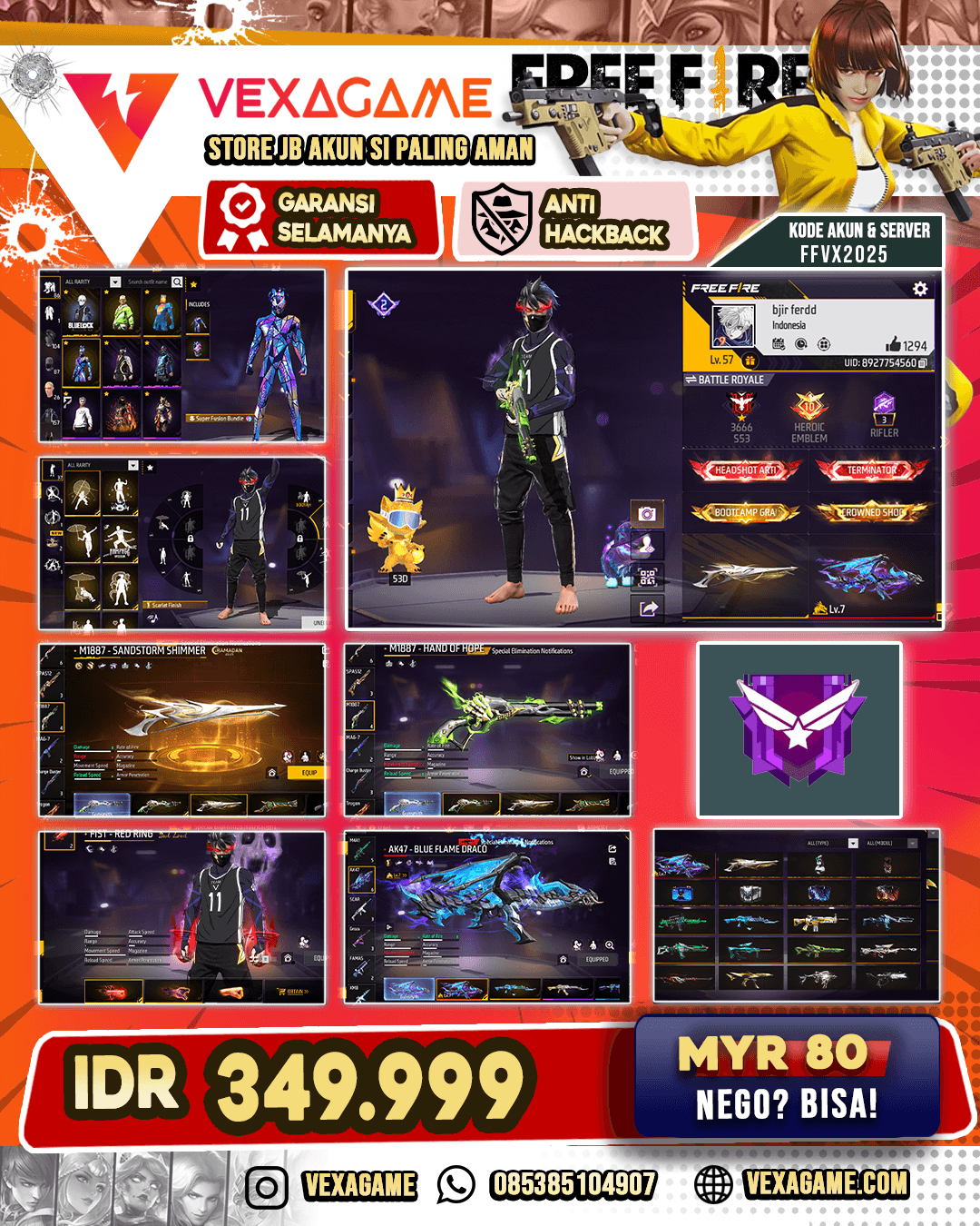 1 Evo Max | SG 4 Rasa | Bluelock On | Void On 2 | Katana On | Tinju On | Emot 37 Kece | Vault 100++