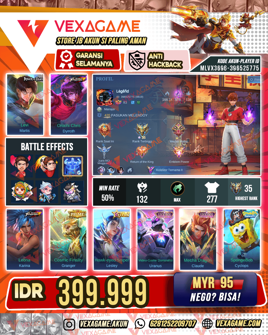 Martis AoT X Dyrroth KOF | Emblem MAX & Hero MAX | Recall TLPH