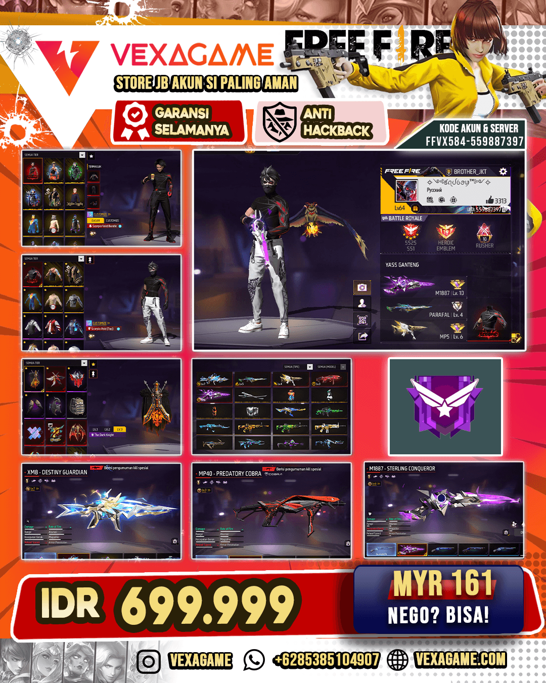 Scorpio Void Bundle | Bundle JJK | Bundle Demon Slayer | XM 8 Destiny Guardian Lv MAX | MP40 Predatory Cobra Lv 3 | SG Sterling Conqueror Lv 6 | Vault 400+