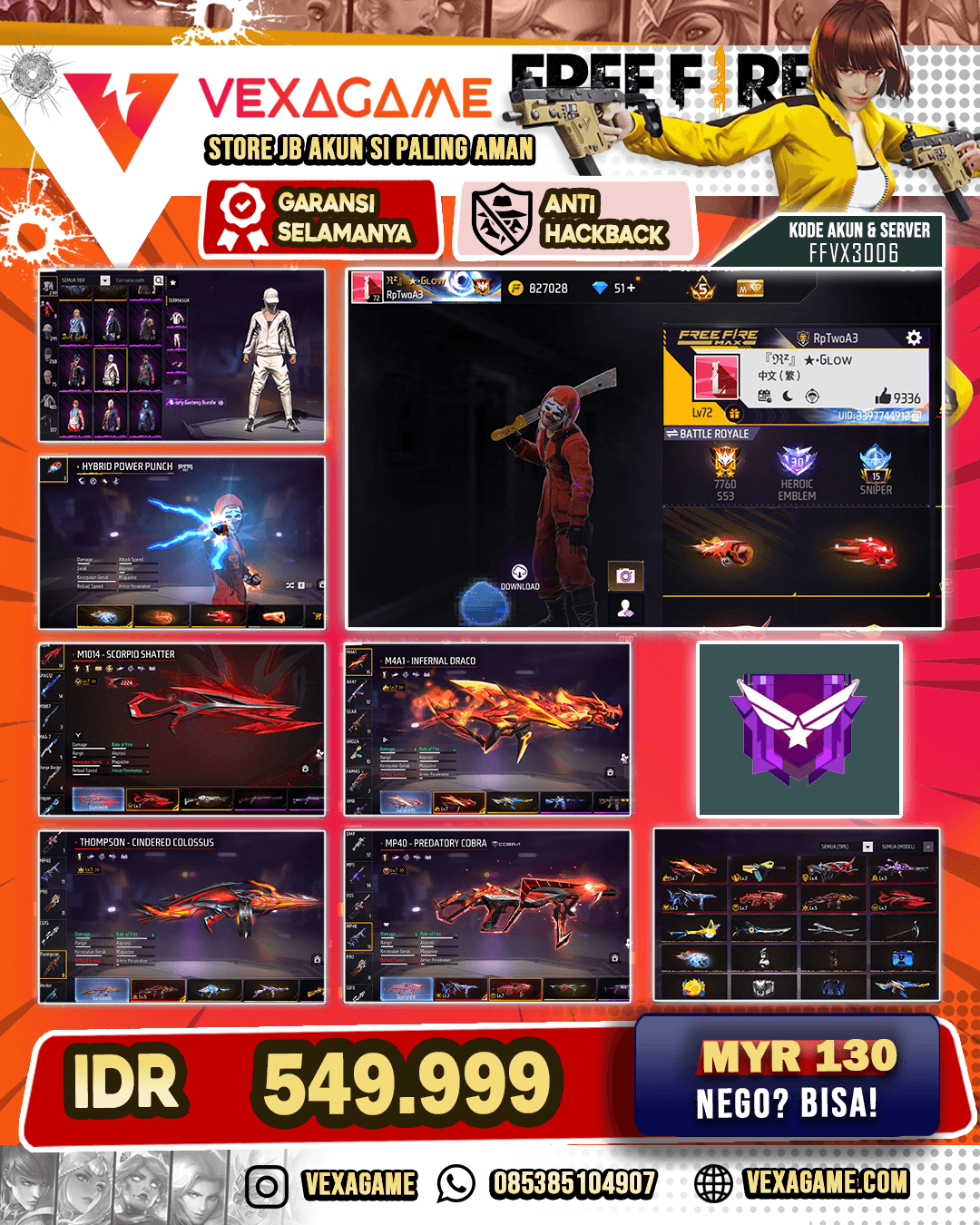 8 EVO - 2 MAX - 1 OTW MAX - 2 OTW Gemuk | 2 Bundle Bandit Merah & Ghost | C-Angel hijau | Jordan | Vault OTW 500