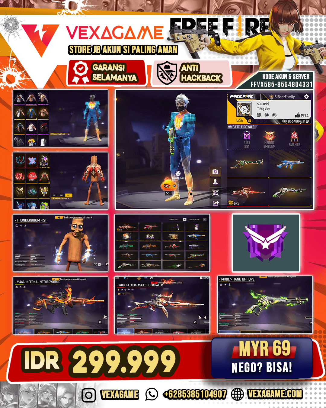 Thunderboom Fist | SG Lumut | SG Terompet | Woodpecker Majestic Power Lv 5 | M4A1 3 Rasa | Vault 100+