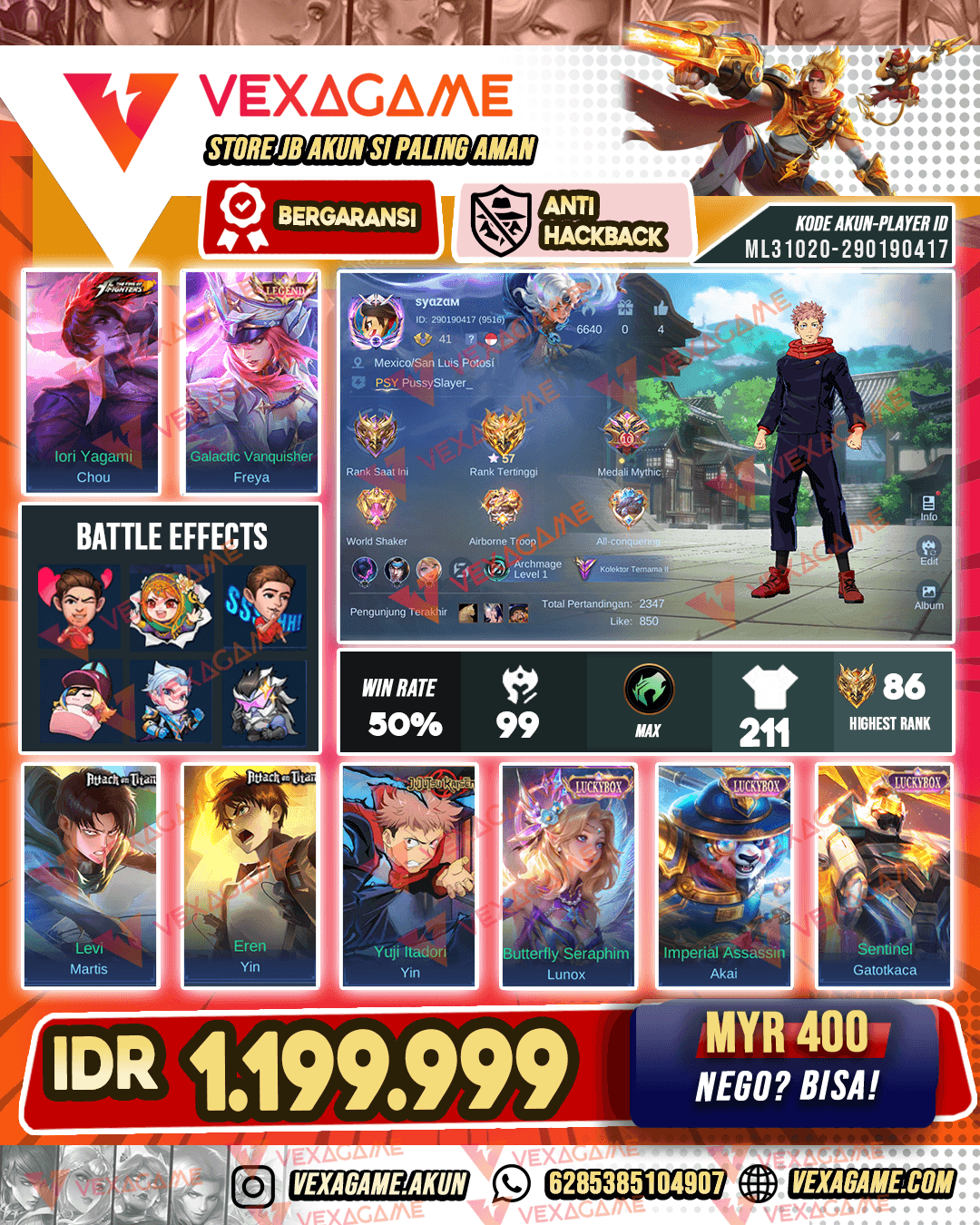 Yin AOT X JJK | Chou KOF | Martis AOT | Freya Legend