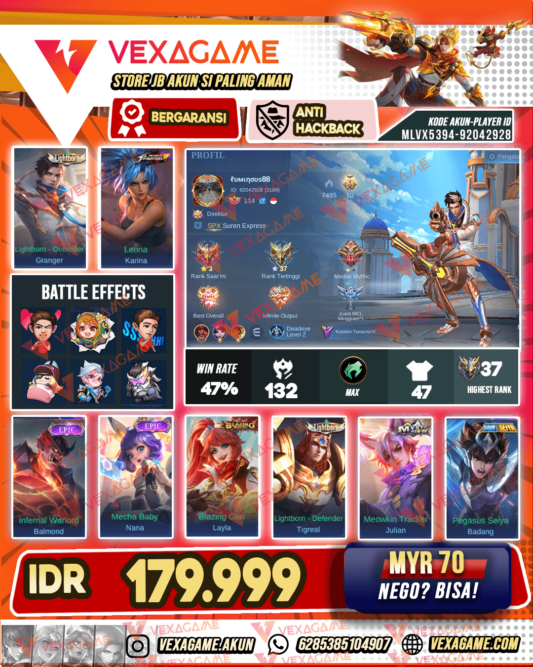 Granger Lightborn | Karina KOF | Emblem MAX & Hero MAX