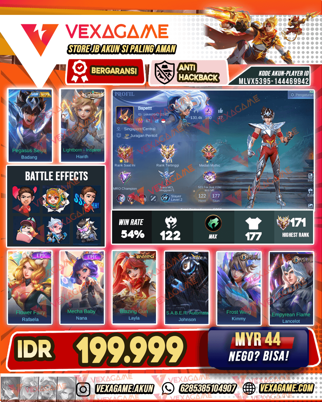 Badang Saint Seiya | Harith Lightborn | Emblem MAX | Ex Immortal