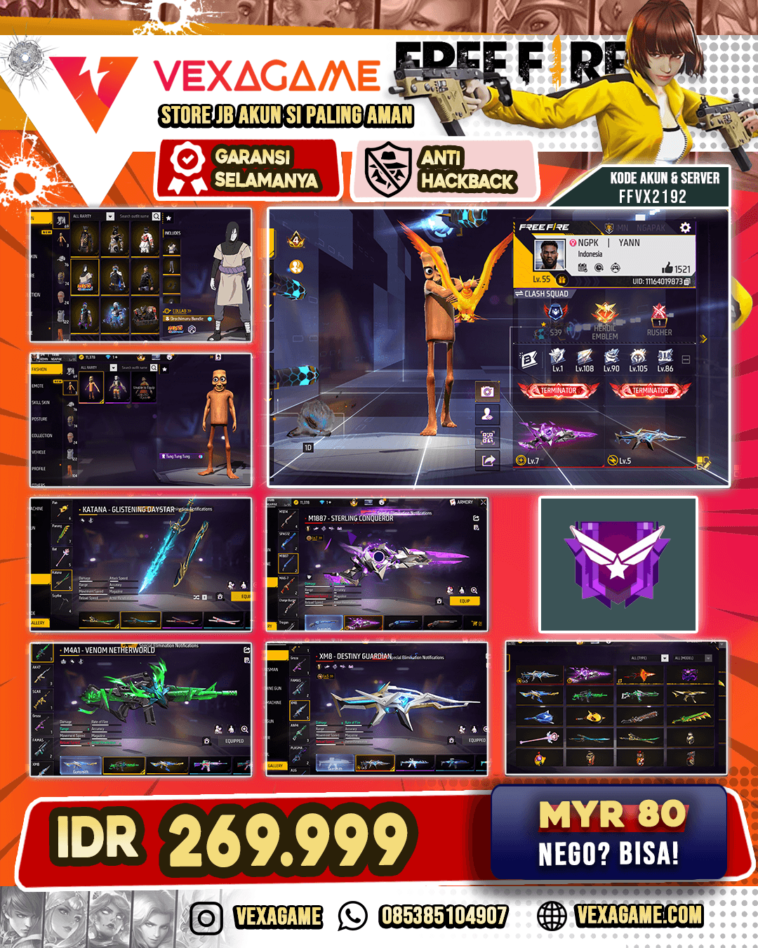 2 Evo Max 1 | Bundle Tung Tung X Orochimaru | MP40 Uchiha's Legacy | Katana On | Nyeker On | CN on | Emot Kece | Vault 100++