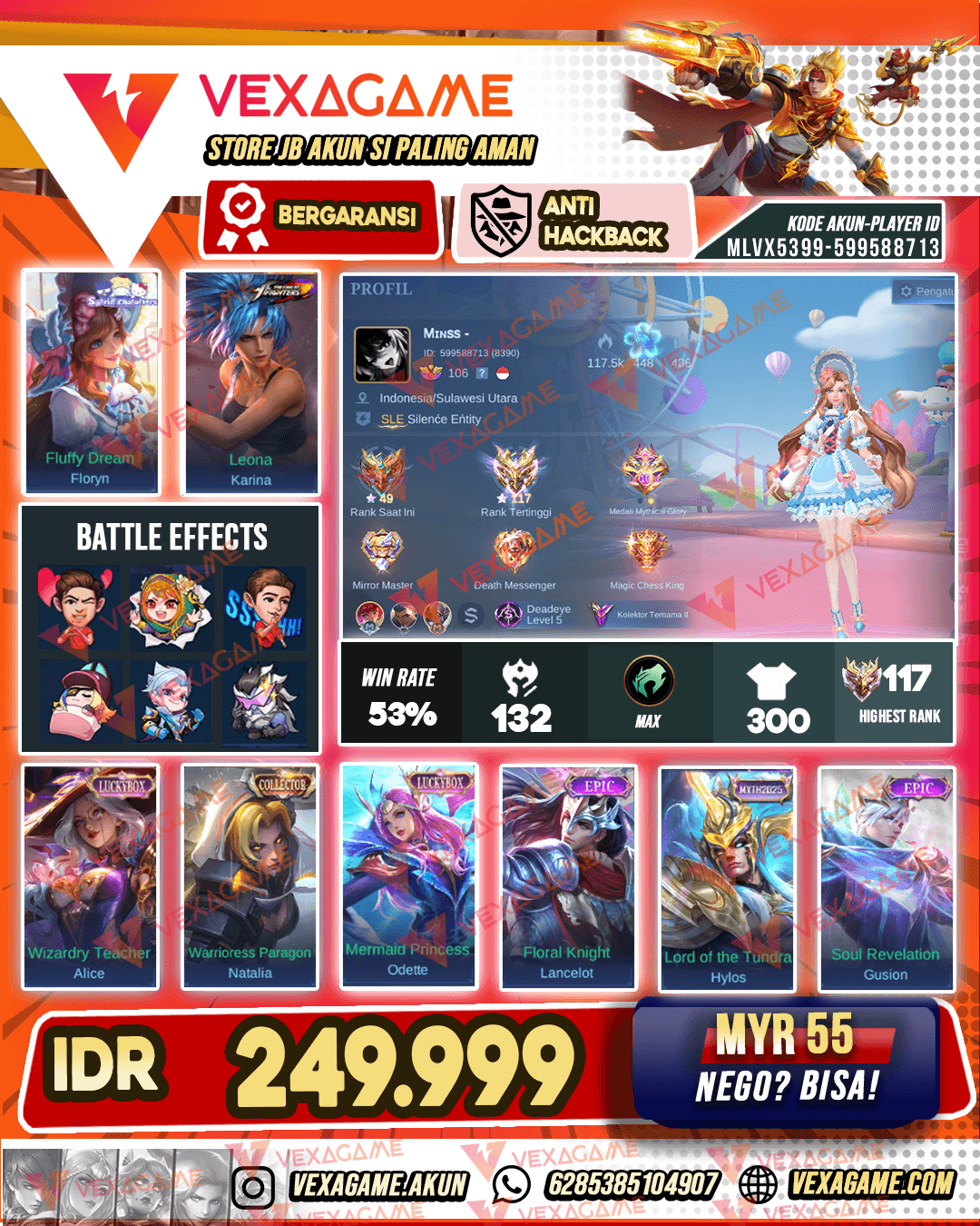 Floryn Sanrio | 2 Luckybox| Emblem MAX |  Ex Immortal