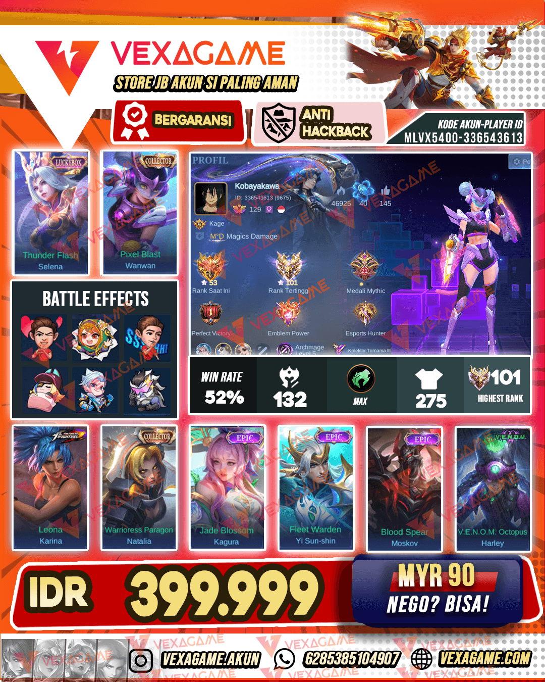 Wanwan Collector | Selena Luckybox | Emblem MAX & Hero MAX| Ex Immortal