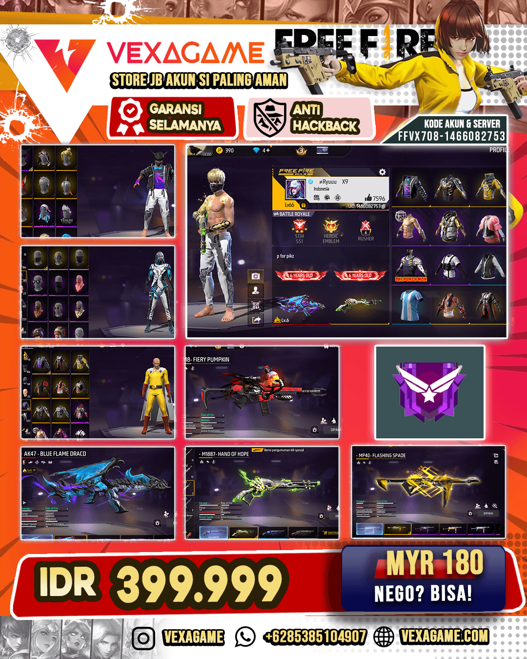 AK47 Blue FLame Draco Lv 6 | SG Lumut | MP40 Flashing Spade | M4A1 Genos | Bundle OPM | Vault 350+