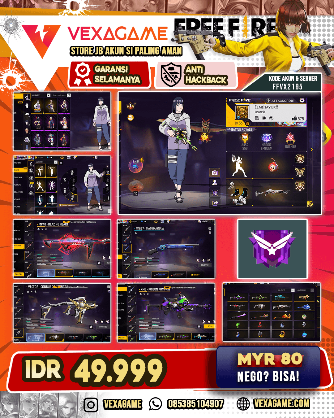 XM8 Poison Pumkin | AUG Firetaming | UMP Grizzly Papercut | Vector Cobble Dragon | Bundle Hinata |  Vault 50++