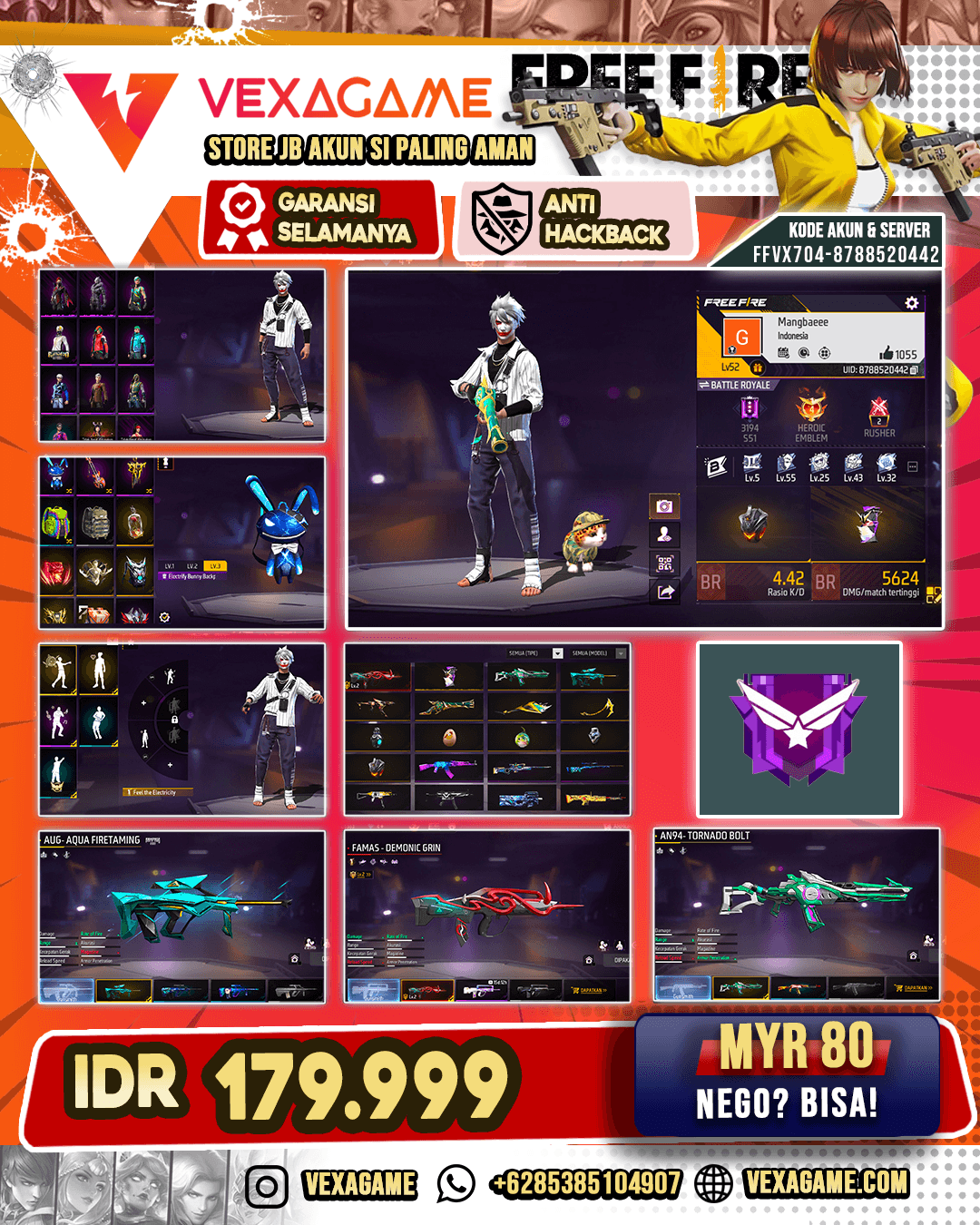 SG Shark Attack | AUG Aqua Firetaming | AN94 Tornado Bolt | FAMAS Demonic Grin Lv 2