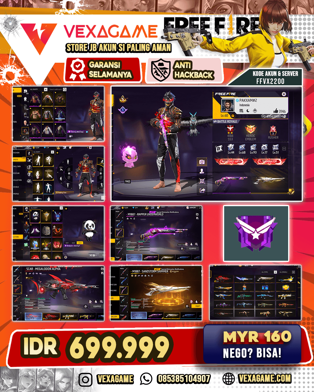1 Evo Max | SG Ripper X Gurun | Fjoker On | Katana On | Bundle Jiraya | Nyeker On | SG Trio Biru | Bundle Jiraya | Vault 200++ |