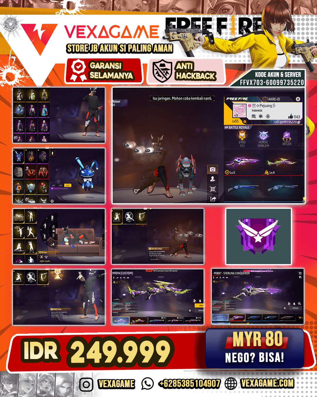 SG Sterling Conqueror Lv 5 | SG Green Flame Draco Lv 4 | Bunny Backpack | Vault 100+