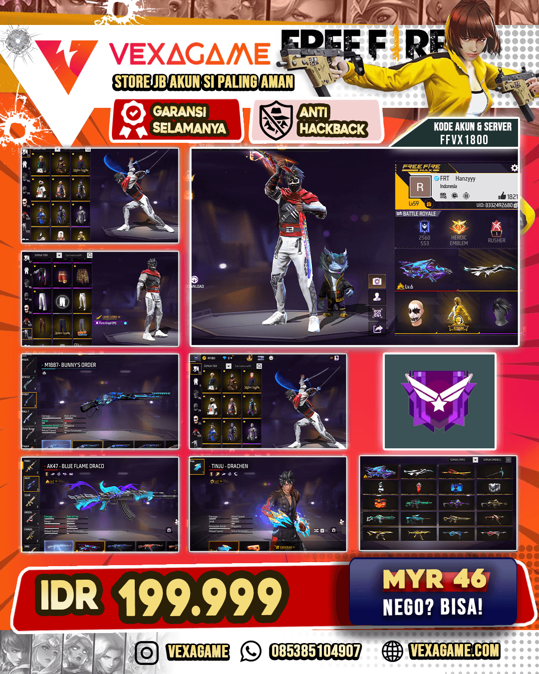 EVO AK47 OTW MAX | SG 3 RASA | VAULT 150++ | BUNDLE FACE JOKER V2 | BUNDLE GOLDEN BANDIT | CELANA ANGEL ON | NYEKER ON