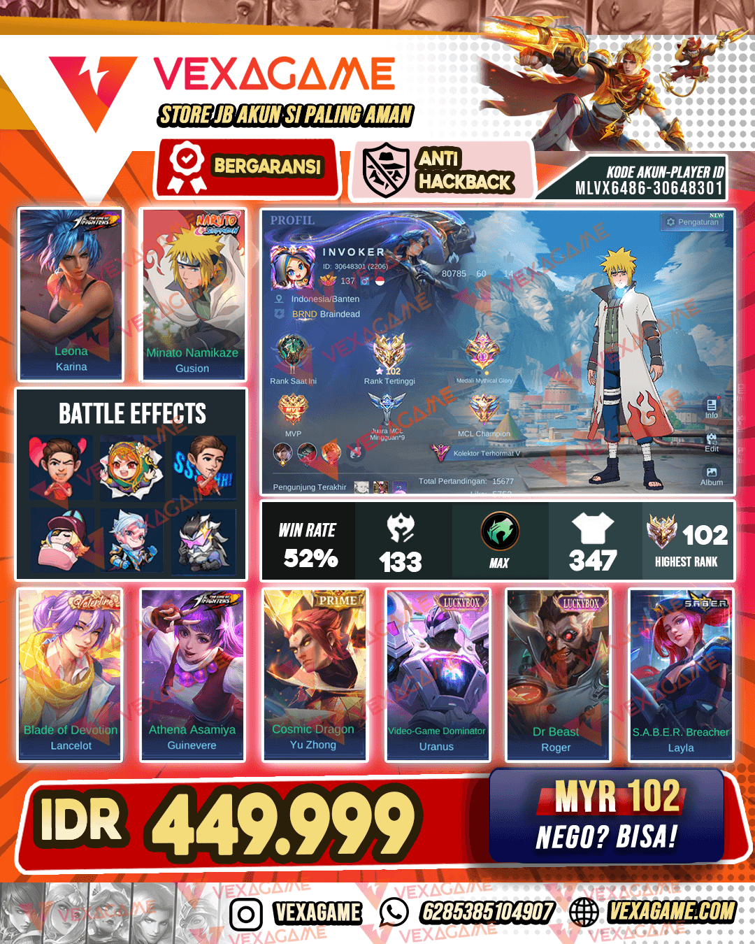 Gusion Minato | Lancelot Valentine | Guinevere KOF