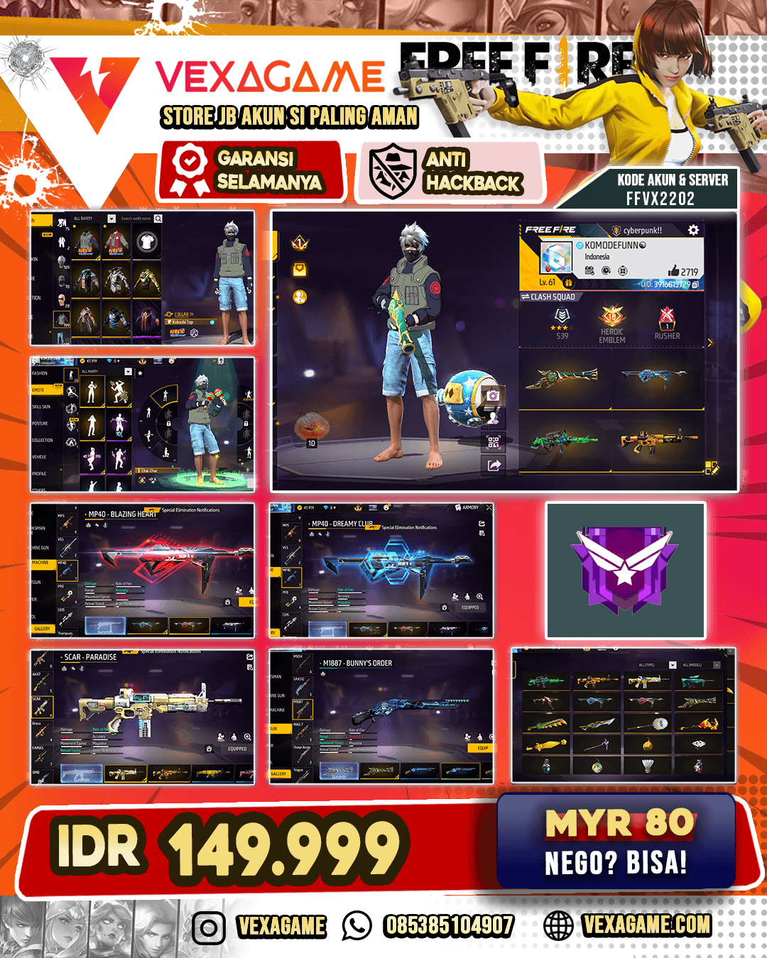SG Trompet | AUG Firetaming | Scar 2 Rasa | SG Duo Biru | Bundle Jiraya X Kakashi | Vault Otw 200 | Nyeker On