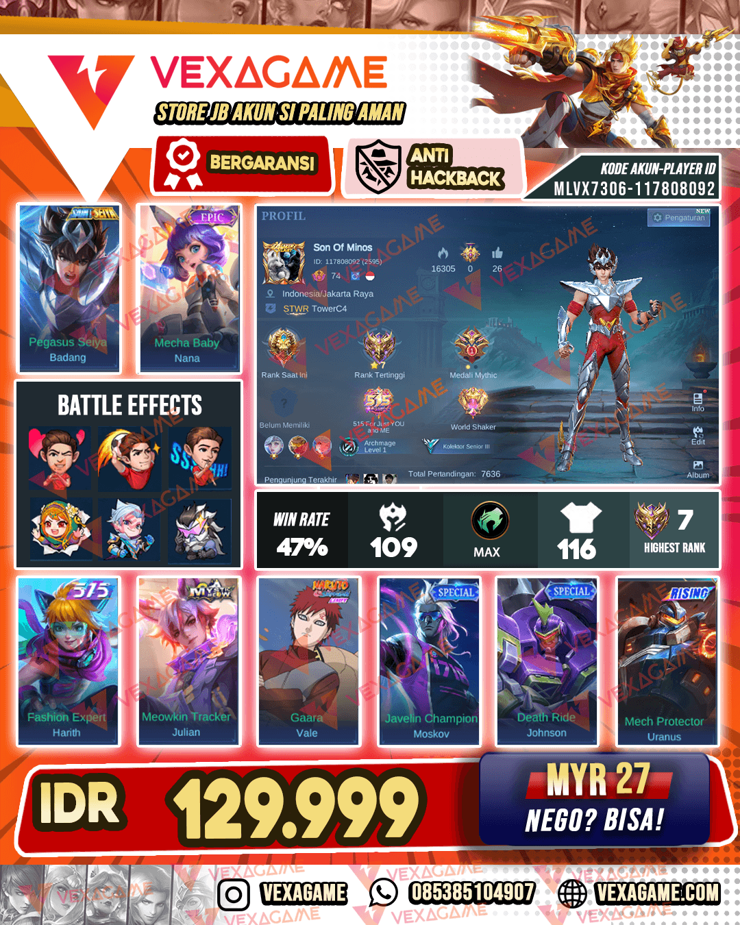 Badang Pegasus Seiya | Nana Epic | Emblem MAX
