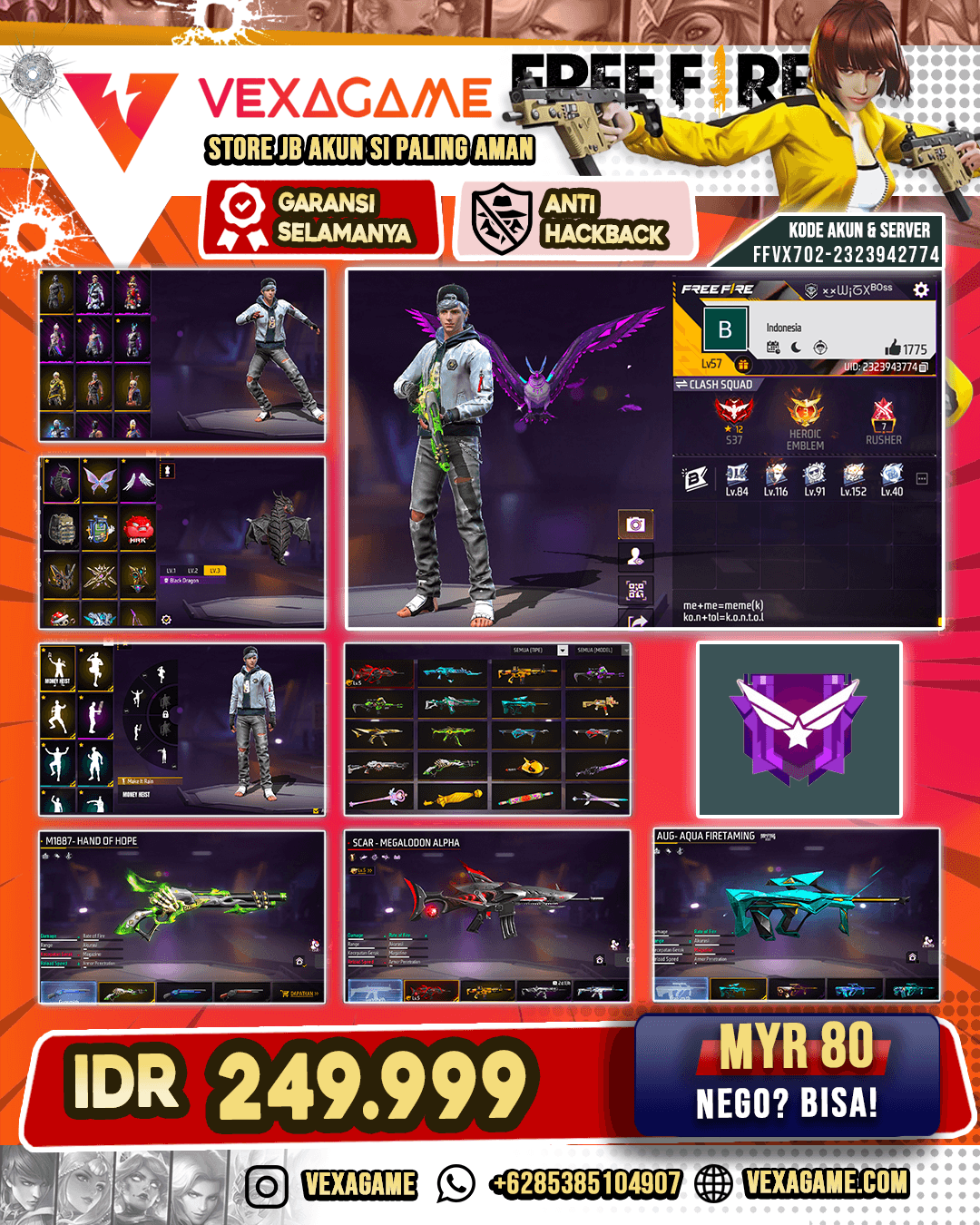 SG Lumut | AUG Aqua Firetaming | SCAR Megalodon Alpha Lv 5 | SCAR Golden Strike | Vault 200+