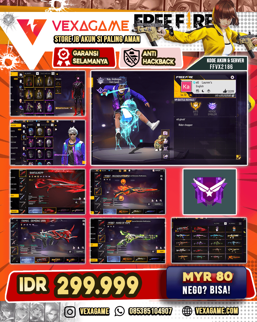 Bundle Void ON | Rambut Kakashi ON | Clubber ON | 2 EVO 1 GEMUK | SG Meteor X SG Lumut | Vault 650+