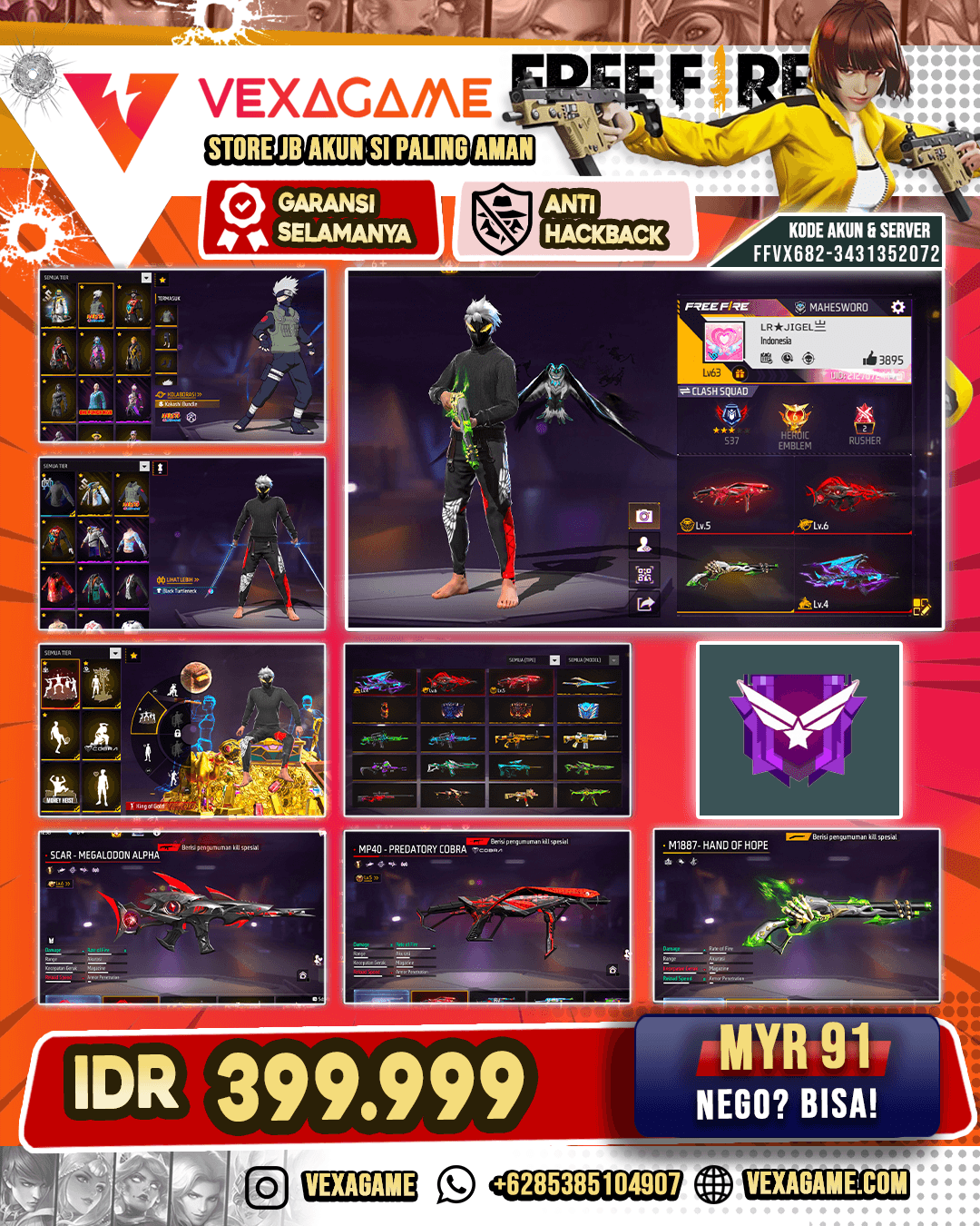 BUNDLE KAKASHI | EVO 3 | SCAR PARADISE | SG LUMUT | VAULT 400++