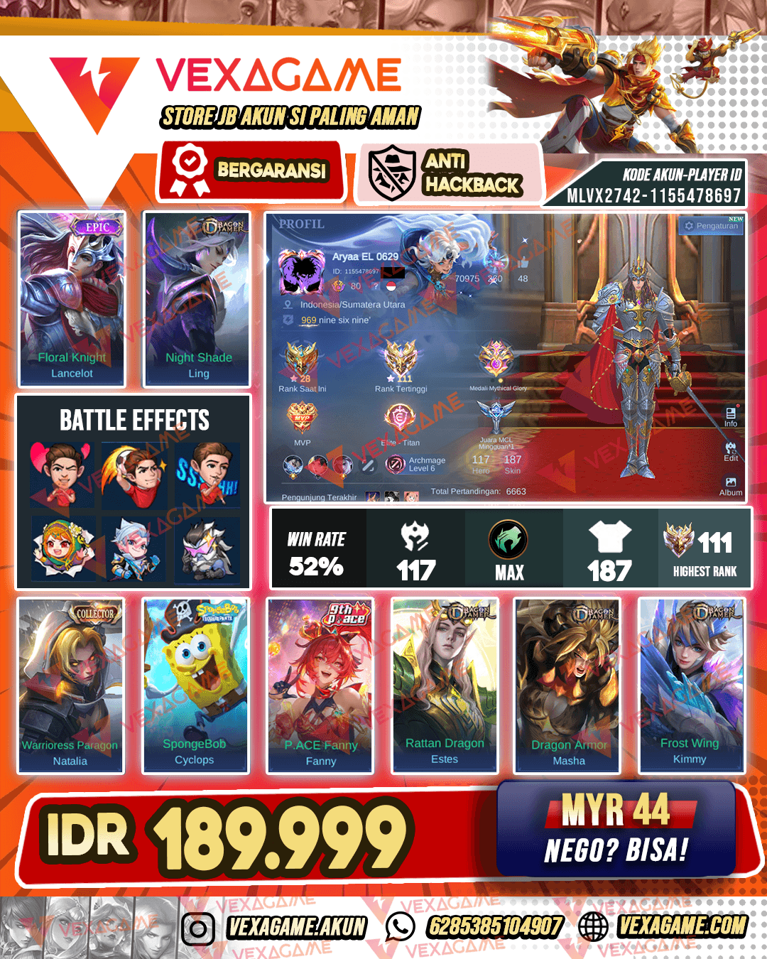 Lancelot Epic X Ling Dragon Tamer | Emblem MAX | Ex Immortal