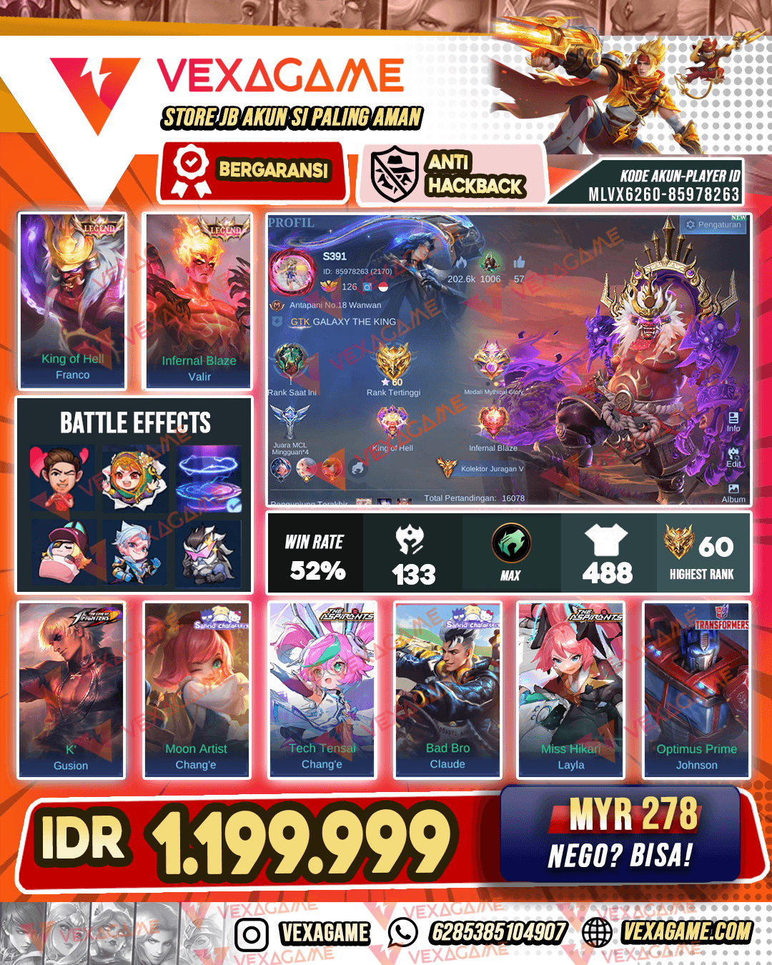Franco Legend | Valir Legend  | 3 Aspirant | 2 Kof | 3 Transformers |  Emblem & Hero Max | Recal Tas2