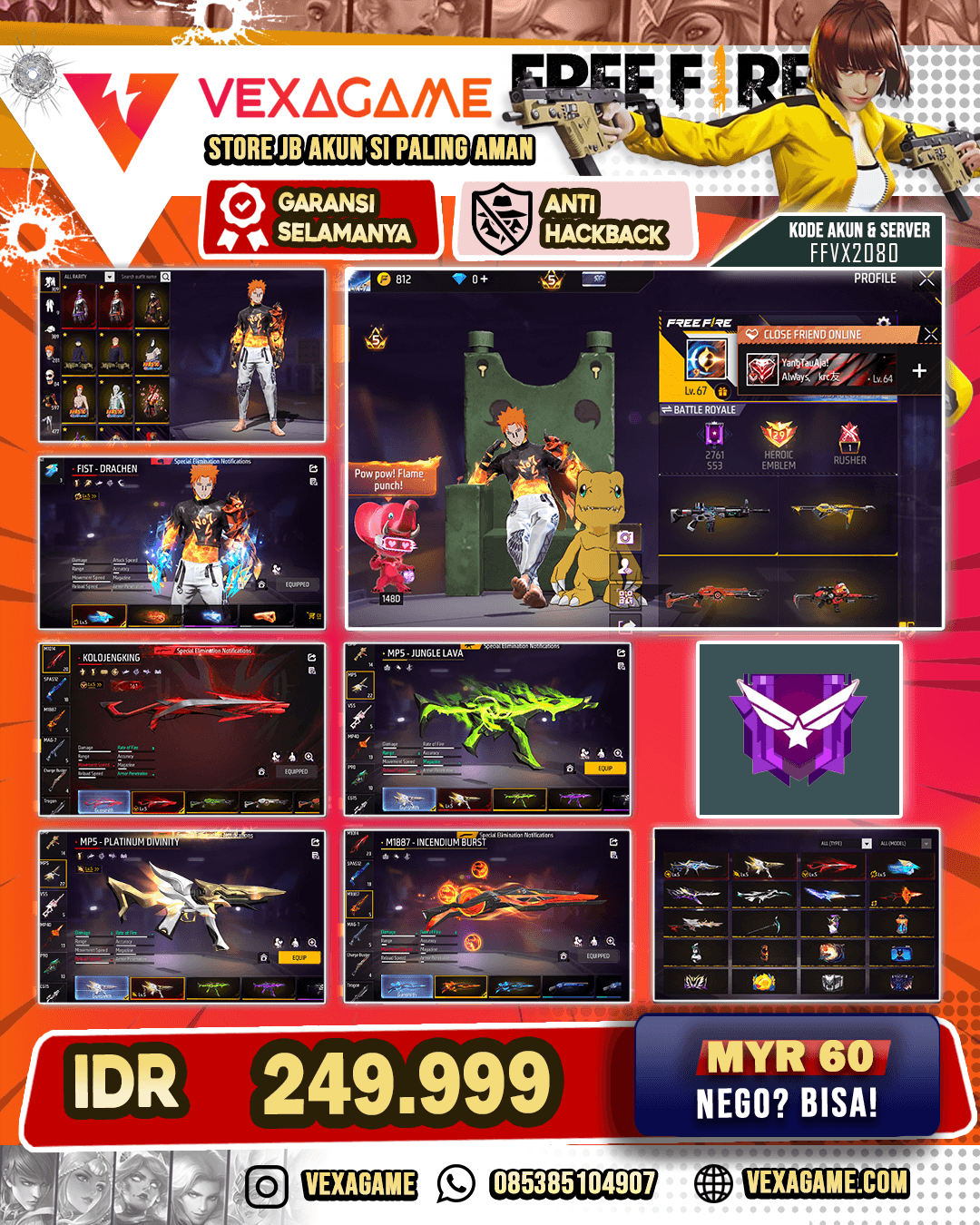 3 Evo Otw Gemuk | Katana On | AC80 Immortal Ignition | AK47 Paradox Enforce | M40 Uchiha's Legacy | SG Meteor | SG Aqua | Tinju Max | Vault 500++ | Bundle Naruto X JJK X Megumi