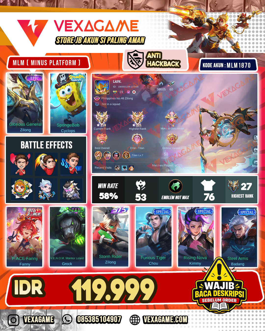 Ex Global Zilong | Polosan Immortal