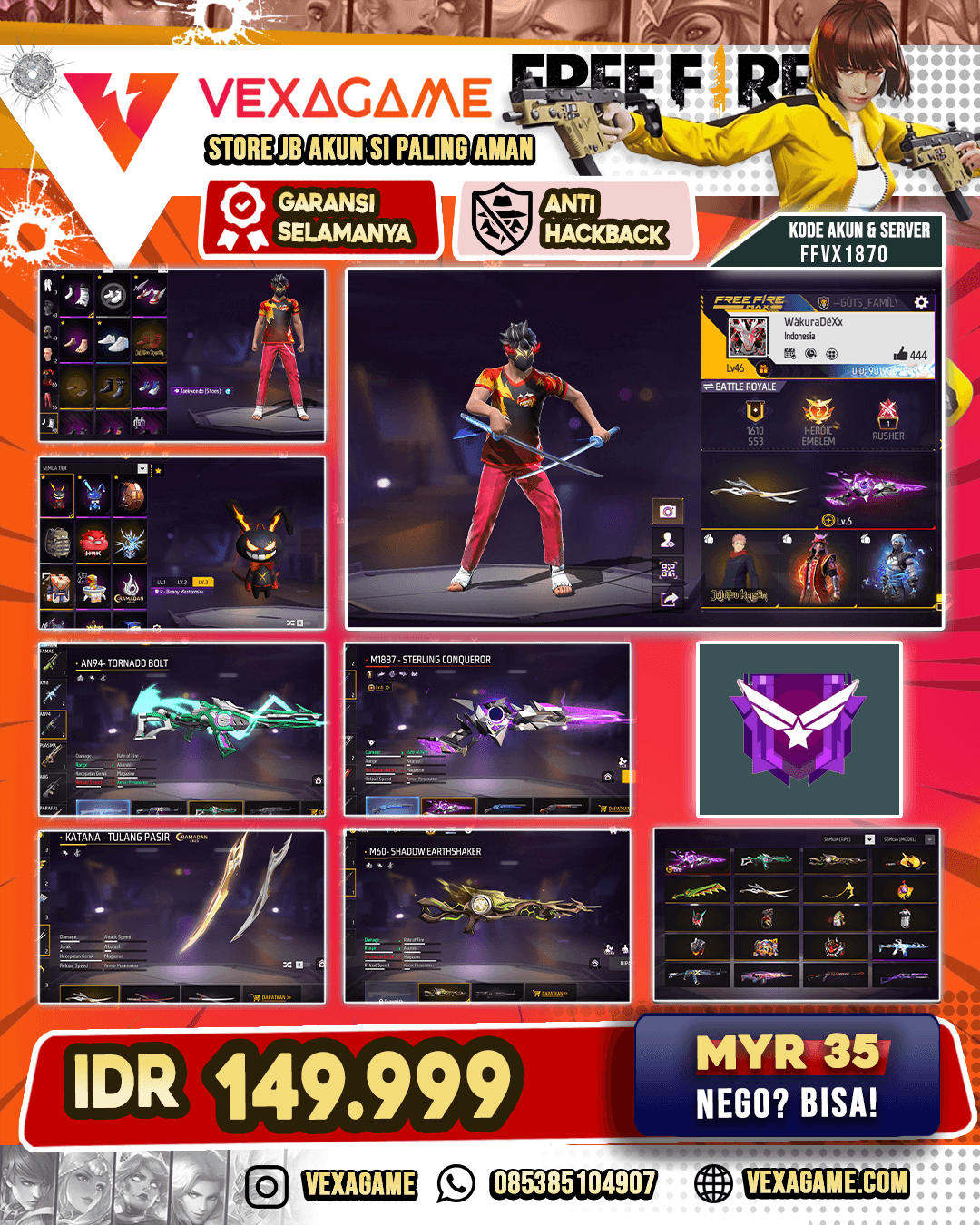 EVO SG2 OTW MAX | KATANA ON | VAULT 50++ | BUNDLE JJK | CELANA ANGEL | SEPATU JORDAN | NYEKER ON | RAMBUT KAKASHI | 2 BACKPACK BUNNY