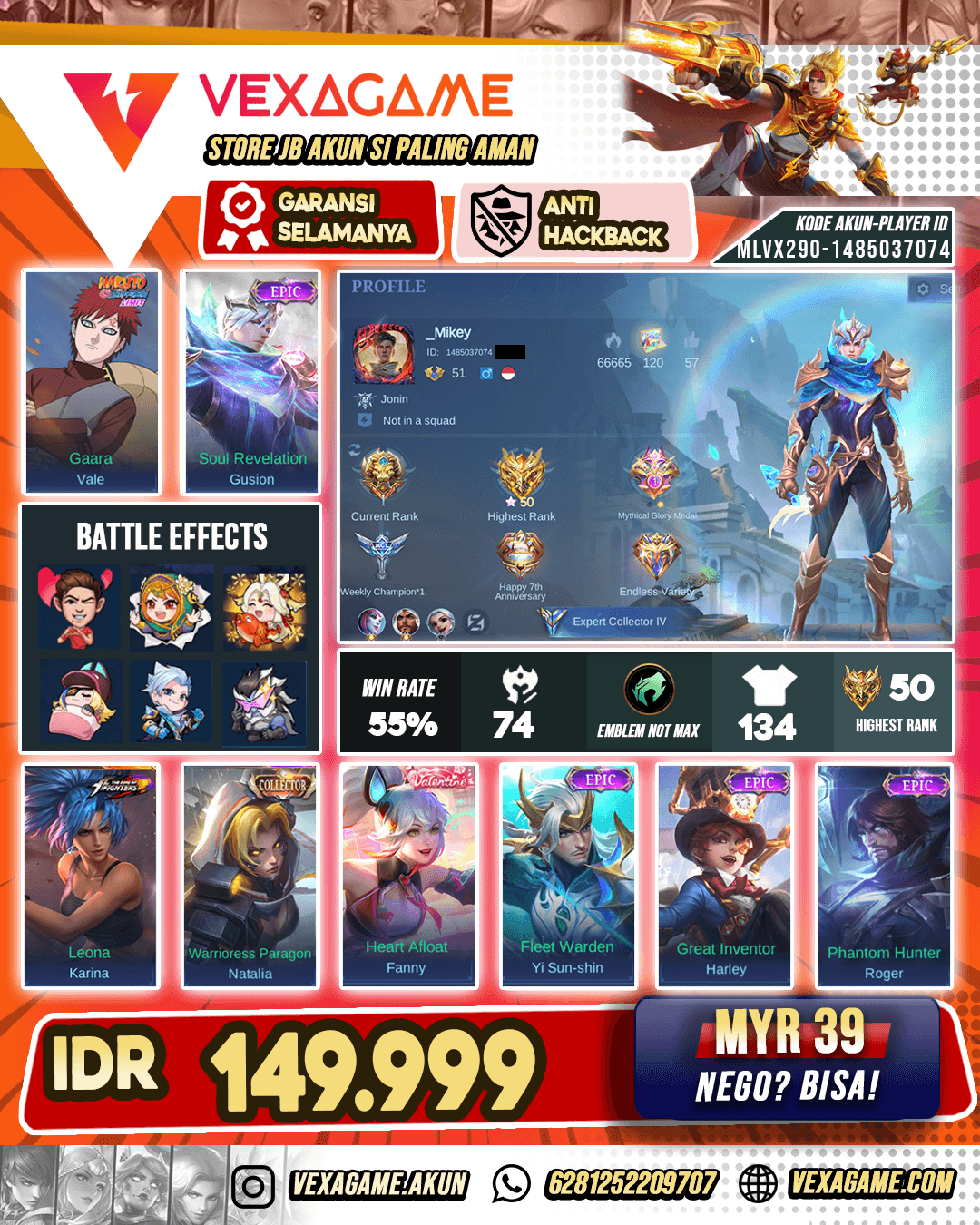 Gusion Epic Murah