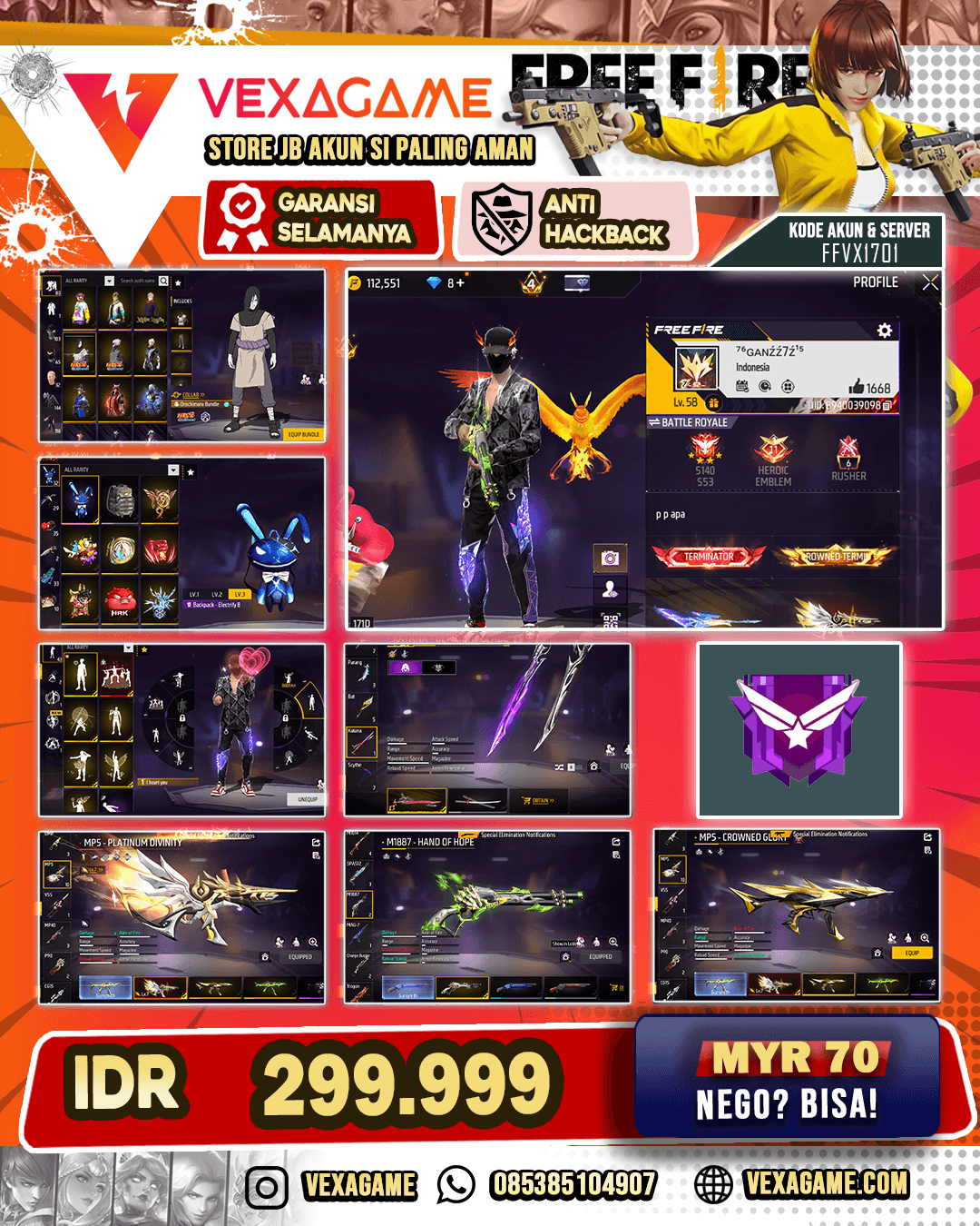 1 Evo Max | SG Lumut | Katana On | Sepatu Jordan On | Emot 43 | Bundle Yuji JJK |  Bundle Kakashi | Bundle Orochimaru |