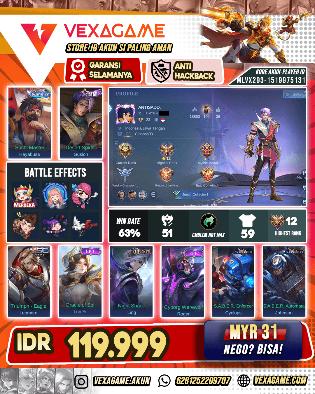 Gusion Starlight Murah