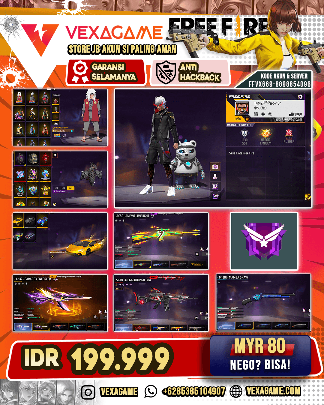 SCAR MEGALODON ALPHA LV 4 | BUNDLE JIRAIYA | SG 3 RASA | VAULT 120++