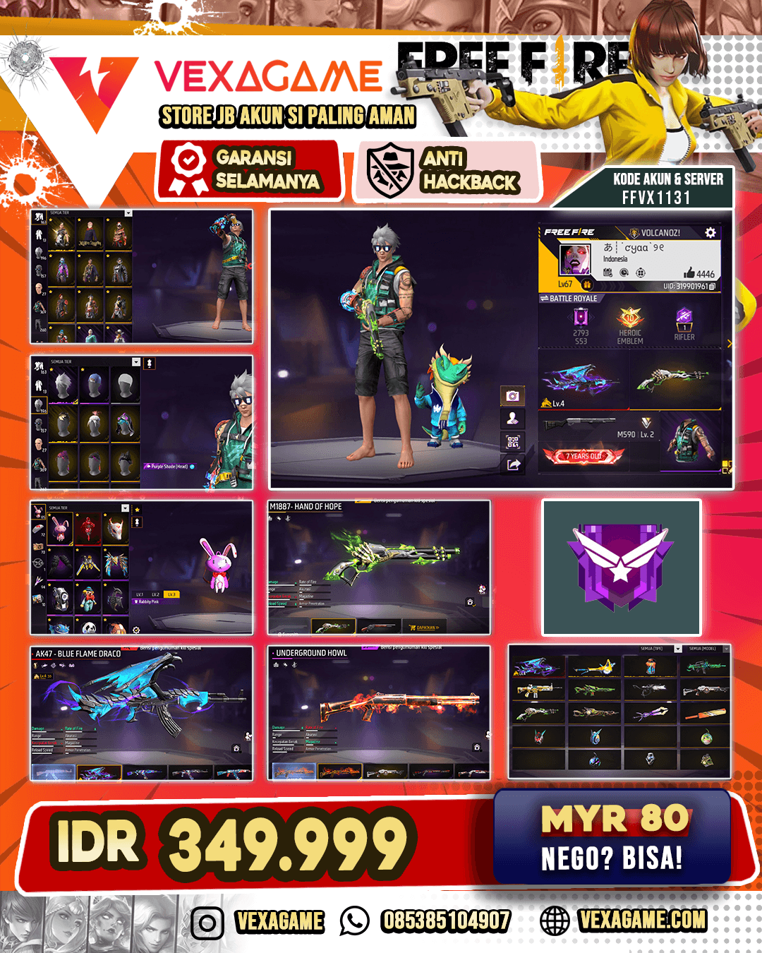 AKUN OLD | ELIT PASS S8 ON | VAULT 360+ | TAS KELINCI ON | SG LUMUT | AK47 LV.4