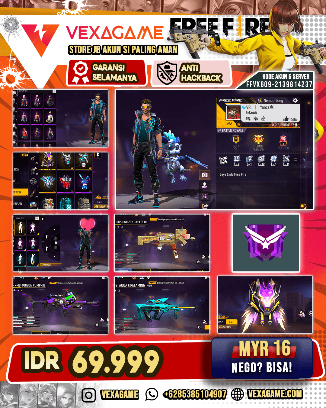 Bundle Phantom Samurai | Backpack Paradox Box | UMP Grizzly Papercut | XM8 Poison Pumpkin | AUG Aqua Firetaming