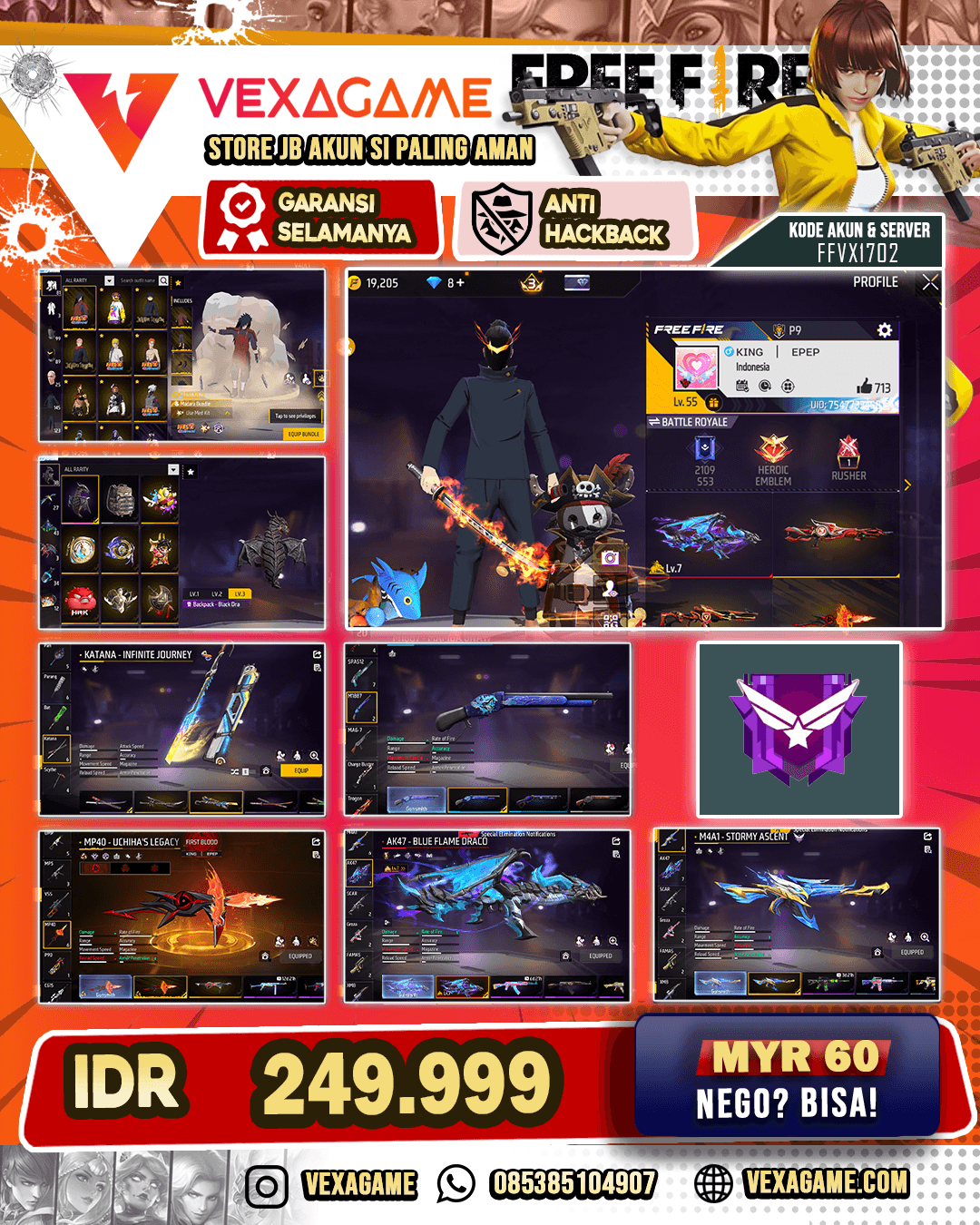 1 Evo Max | SG Mamba | Katana On | MP40 Uchiha's Legacy | Bundle Madara | Bundle JJK | Vault 100++