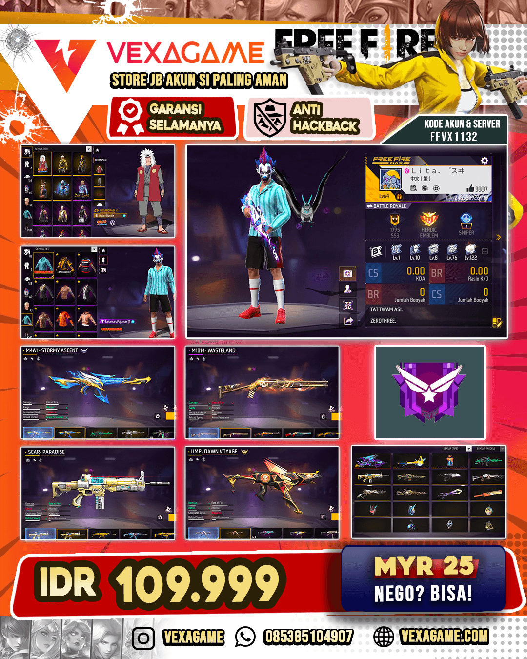 SG MAMBA X SG PELURU SUCI | SCAR PARADISE | M4A1 STORMY | VAULT 200+