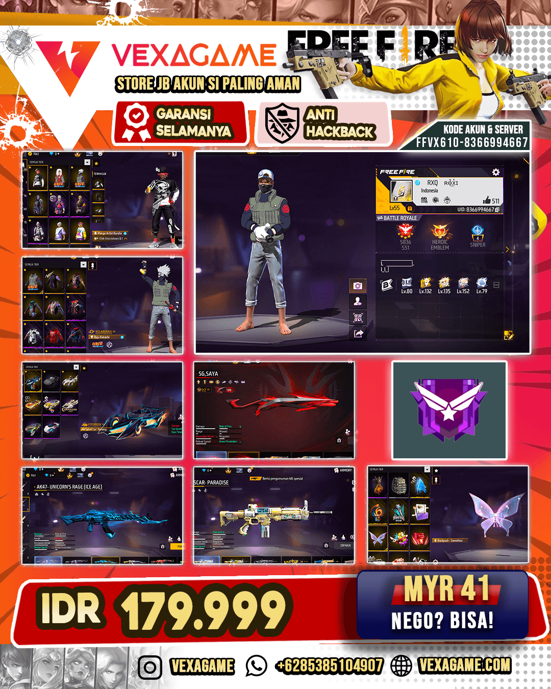 Manga Artist Bundle | Backpack Sweetheart Flutter | SCAR Paradise | AK47 Unicorns Rage | SG Panjang Evo Lv 5 | Vault 100+