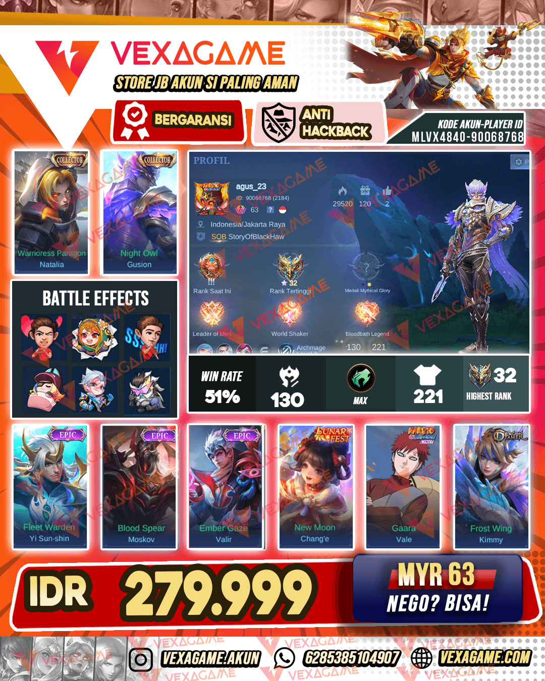 Gusion Collector | Mystic Miaw Lengkap | Emblem MAX
