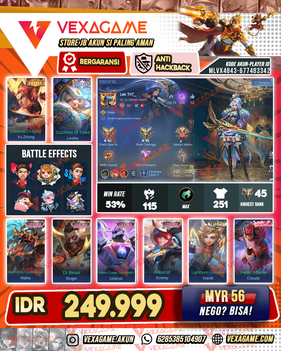 Lesley Covenant | Yu Zhong Prime | 4 Luckybox | Emblem MAX
