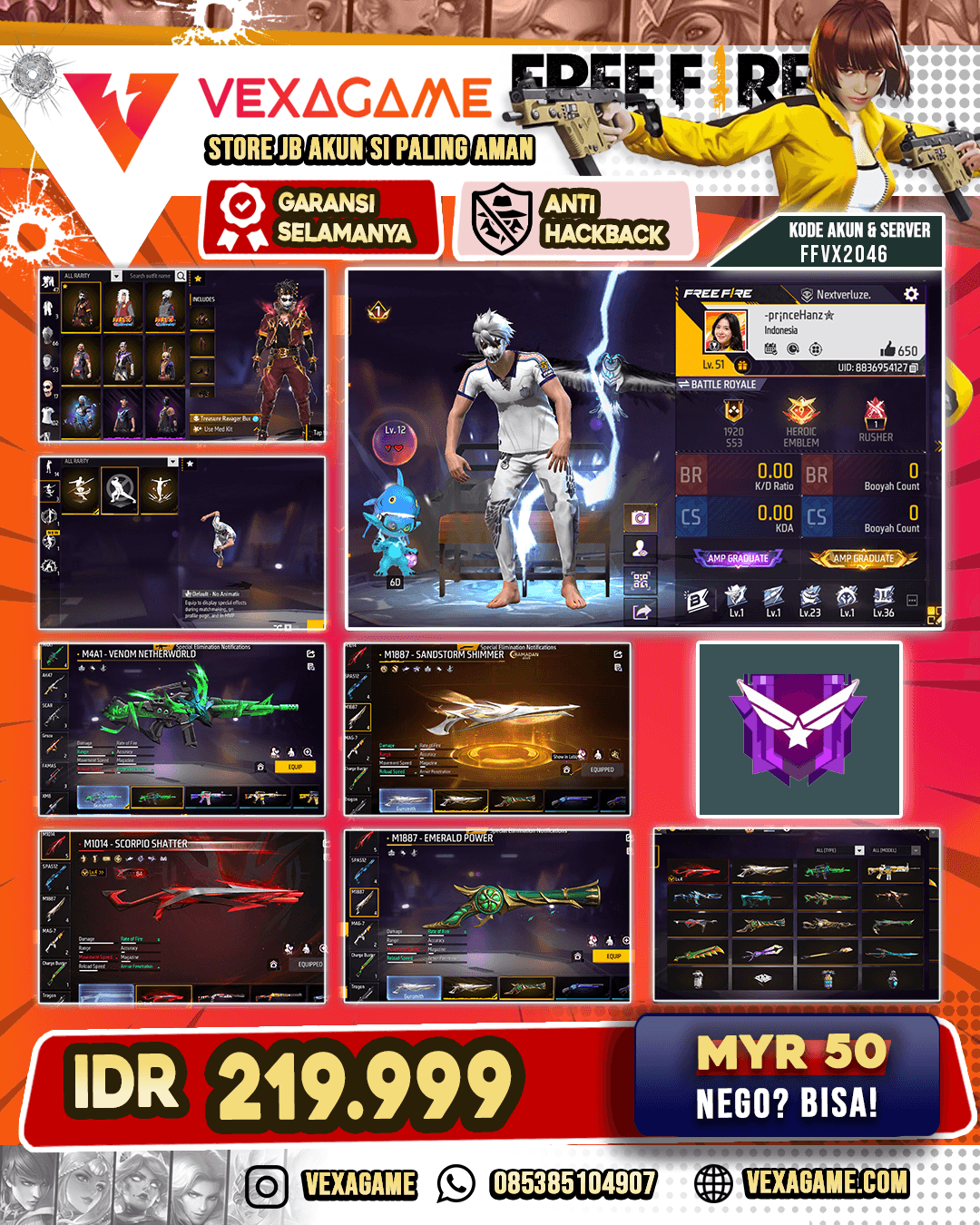 Ravager Bundle | Celana Angel 3 Rasa | SG Scorpoio Lv 4 | SG Gurun X Terompet | M4A1 Venom Netherworld