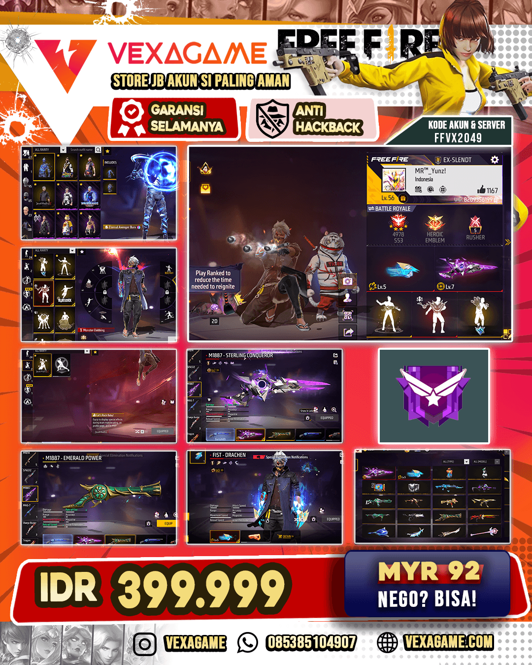 Rambut Kakashi ON | Topeng BUDI | 2 MAX | SG Terompet | Ak47 Unicorn's Rage