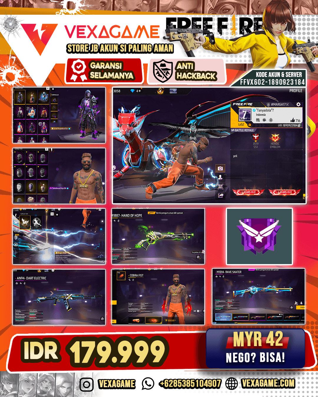 SG LUMUT | AKA47 ICE AGE | TINJU COBRA | EMOT EDATANGAN DRAGON RIDER | VAULT 100+