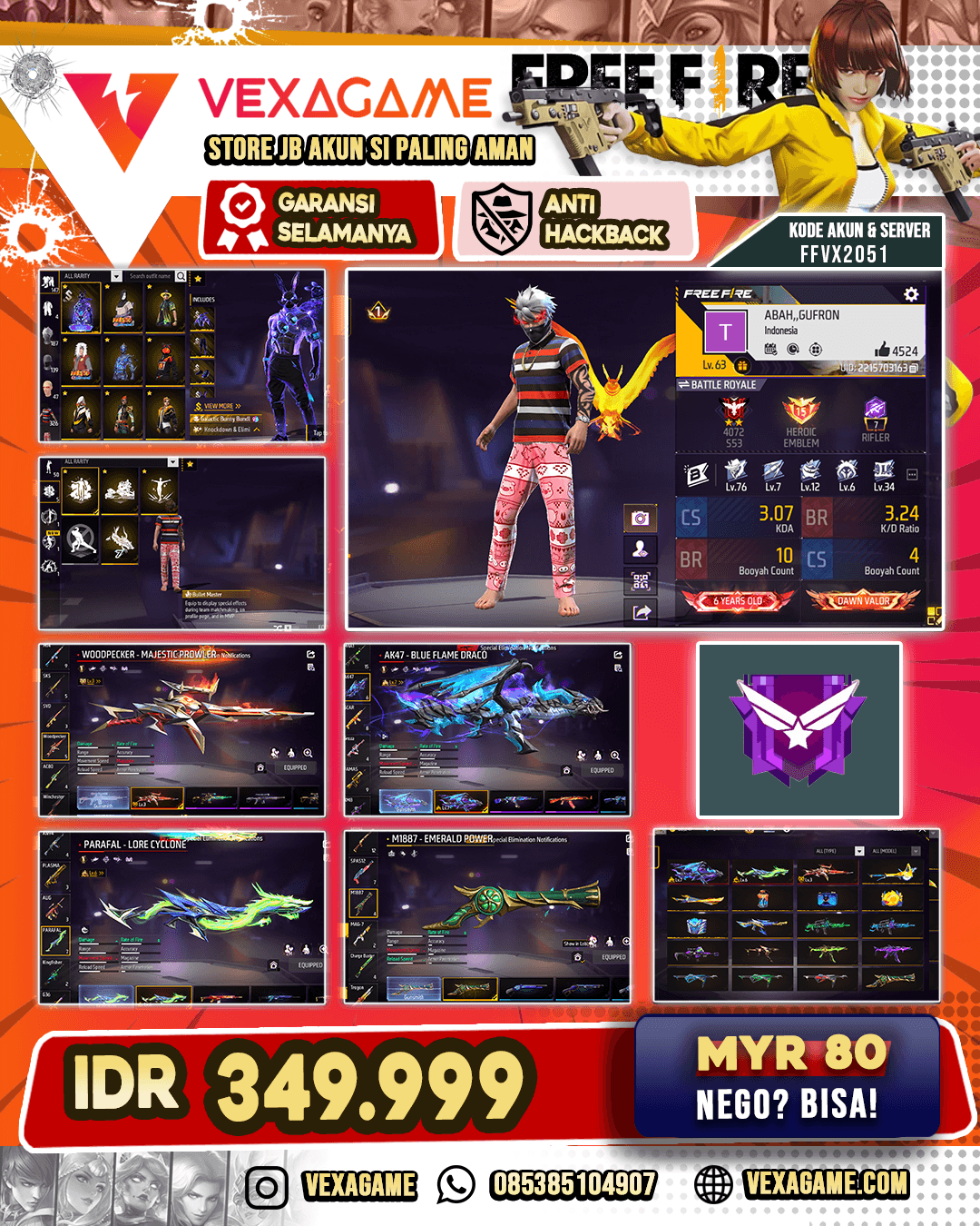 Bundle Galactic | Rambut Kakashi ON | 3 EVO MAX 1 | SG Terompet | Vault 300+