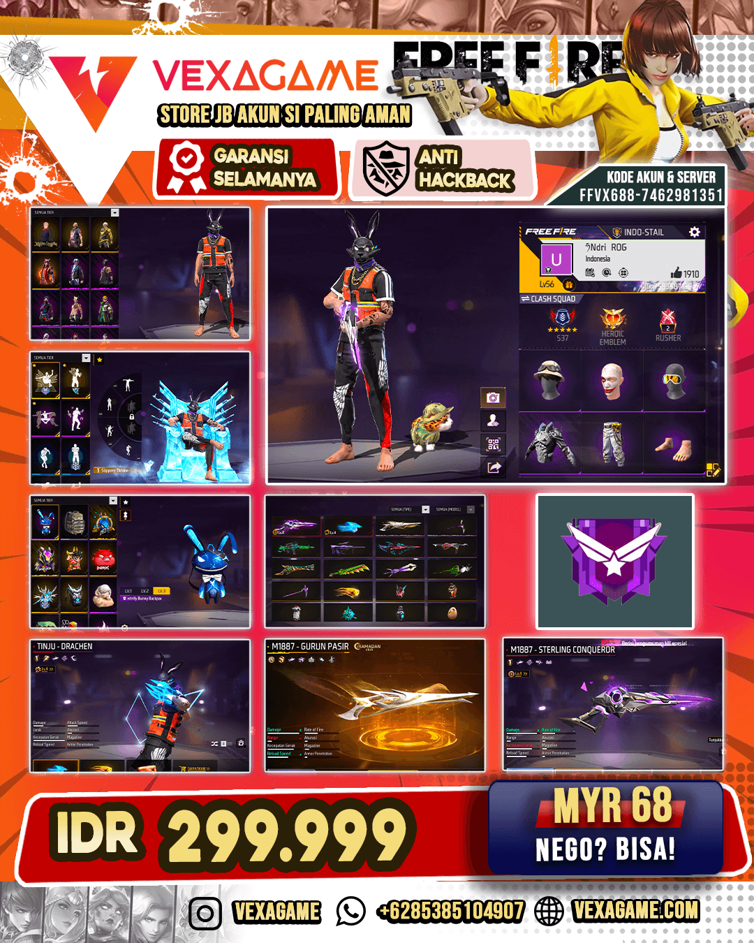 BUNDLE JK | 2 EVO | AUG NEBULA DARK | SG GURUN | SG TEROMPET | TINJU DRACHEN | VAULT 100+