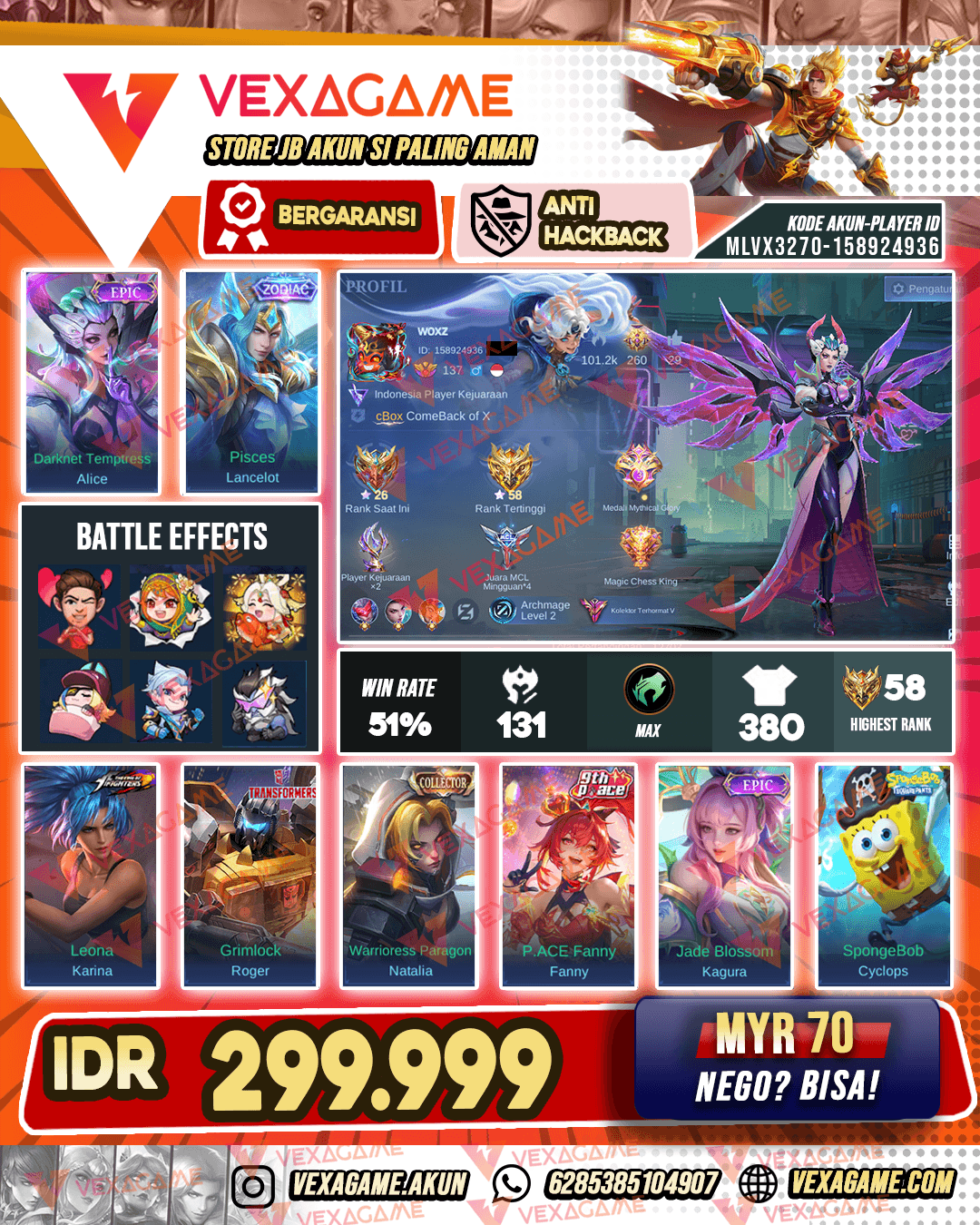 Alice Epic X Lancelot Zodiac | Emblem MAX & Hero MAX