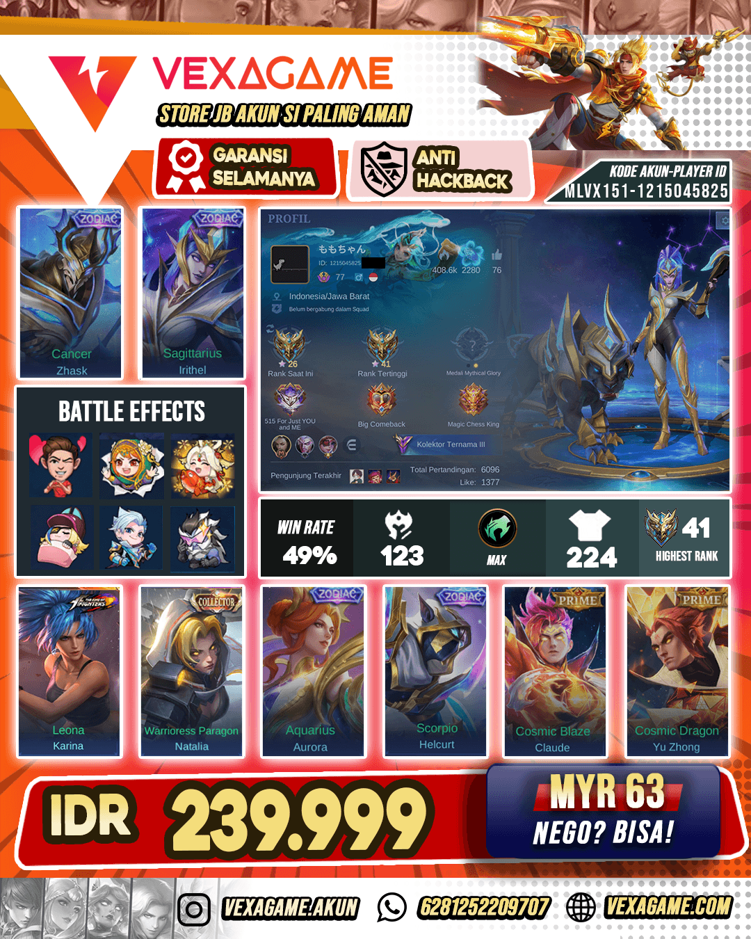 4 Skin Zodiac X 2 Skin Prime Murah