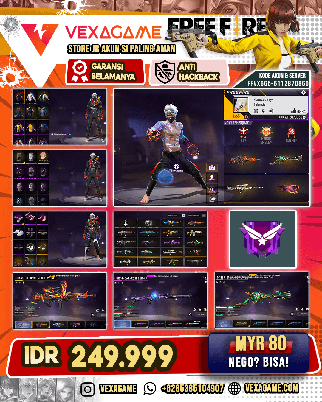 SG TEROMPET | M1014 DARKROSE LURKER | SCAR ULTIMATE TITAN | VAULT 250++ | BUNNY BACKPACK