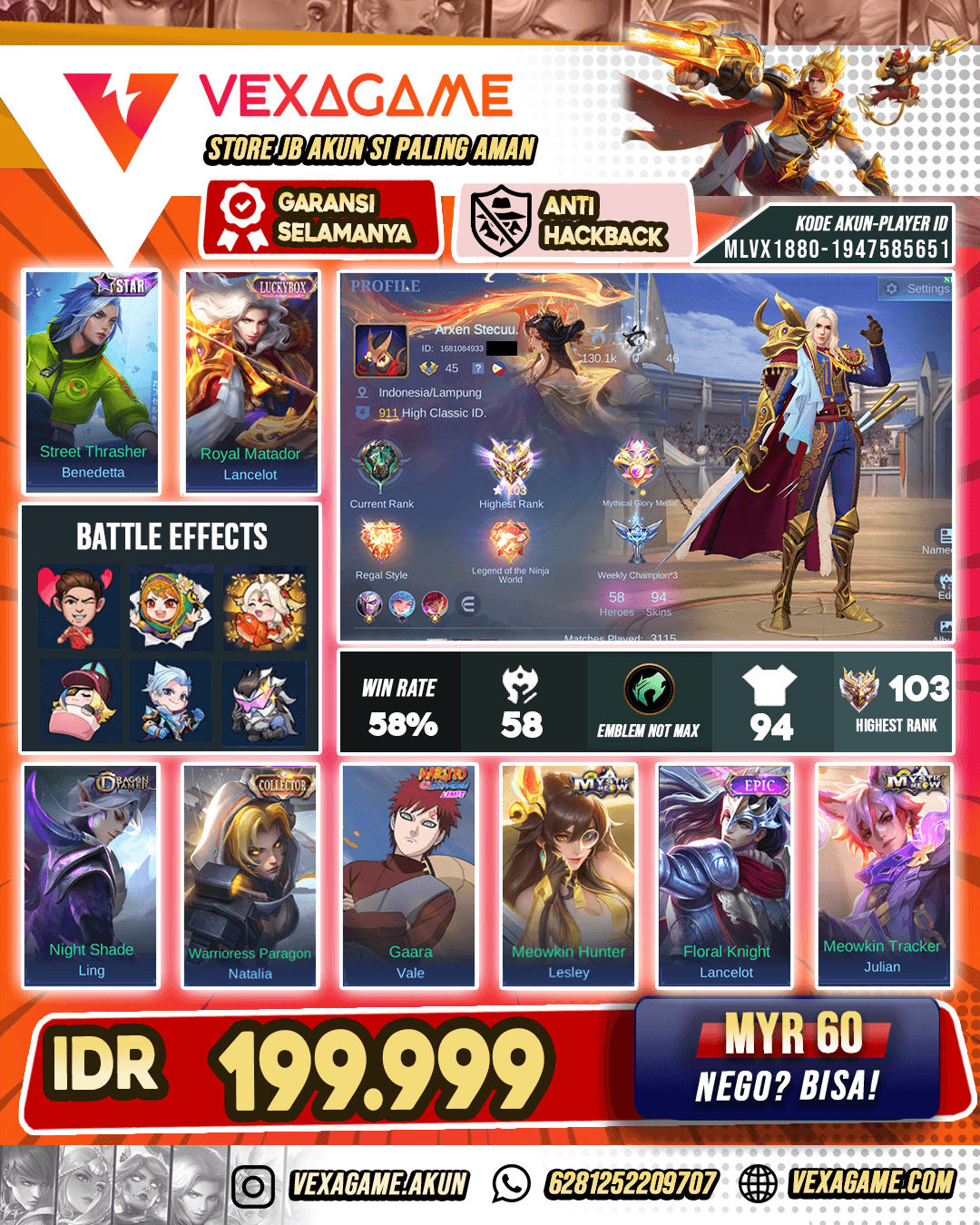 Lancelot Luckybox | Benedetta Starlight | EX Immortal